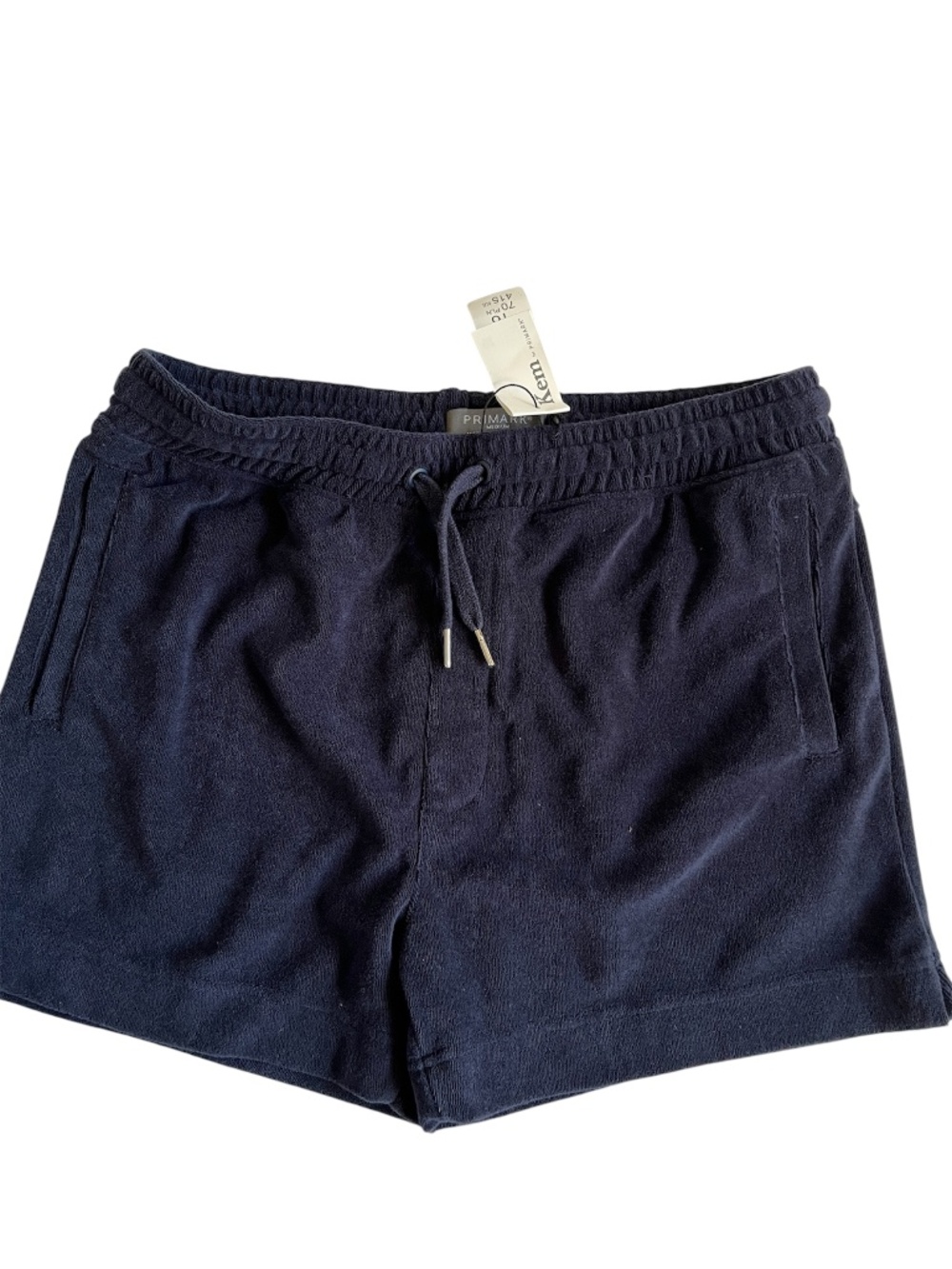 Primark Shorts Terry Towel Stretch Navy Blue Size M Elastic Waist Drawstring NEW
